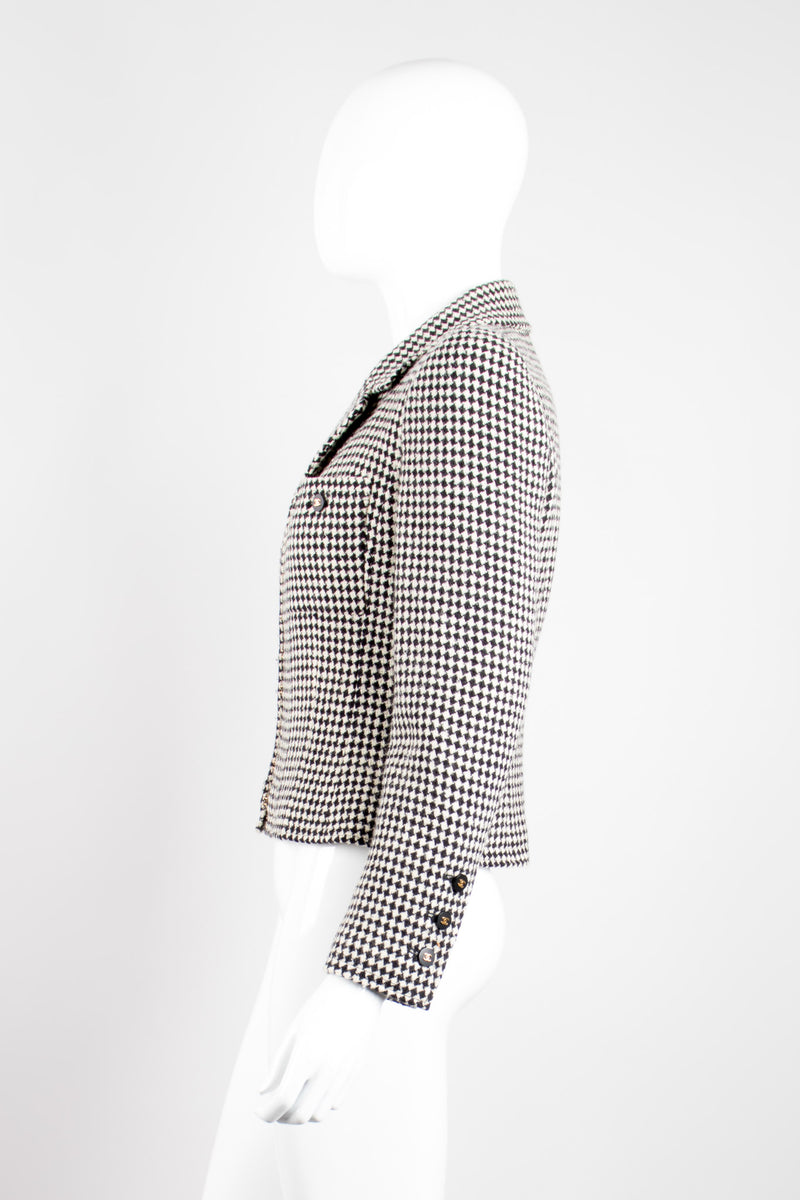 Chanel Wool Houndstooth Hook Front Jacket Blazer