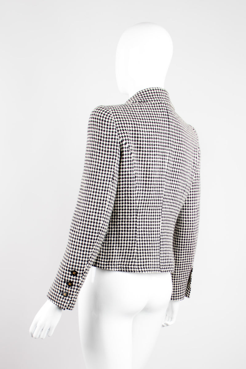 Chanel Wool Houndstooth Hook Front Jacket Blazer