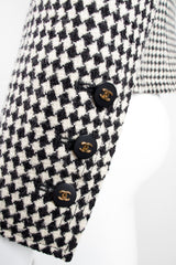 Chanel Wool Houndstooth Hook Front Jacket Blazer