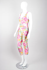 Chanel Boutique Watercolor Spandex  Unitard Jumpsuit & Silk Shirt Set