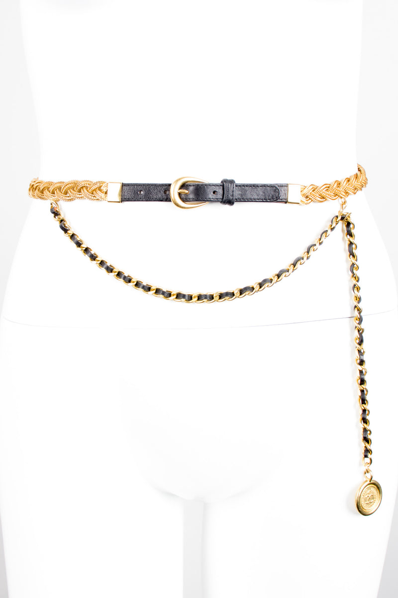 Chanel Thin Braided Leather Chain Charm Belt