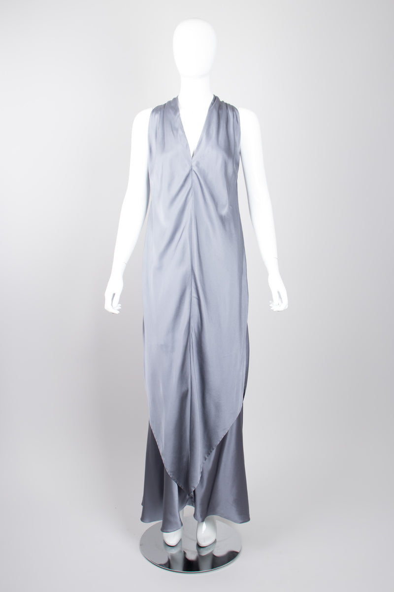 Pauline Trigere Vintage Layered Misty Silk Charmeuse Belted Dress