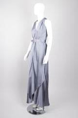 Pauline Trigere Vintage Layered Misty Silk Charmeuse Belted Dress