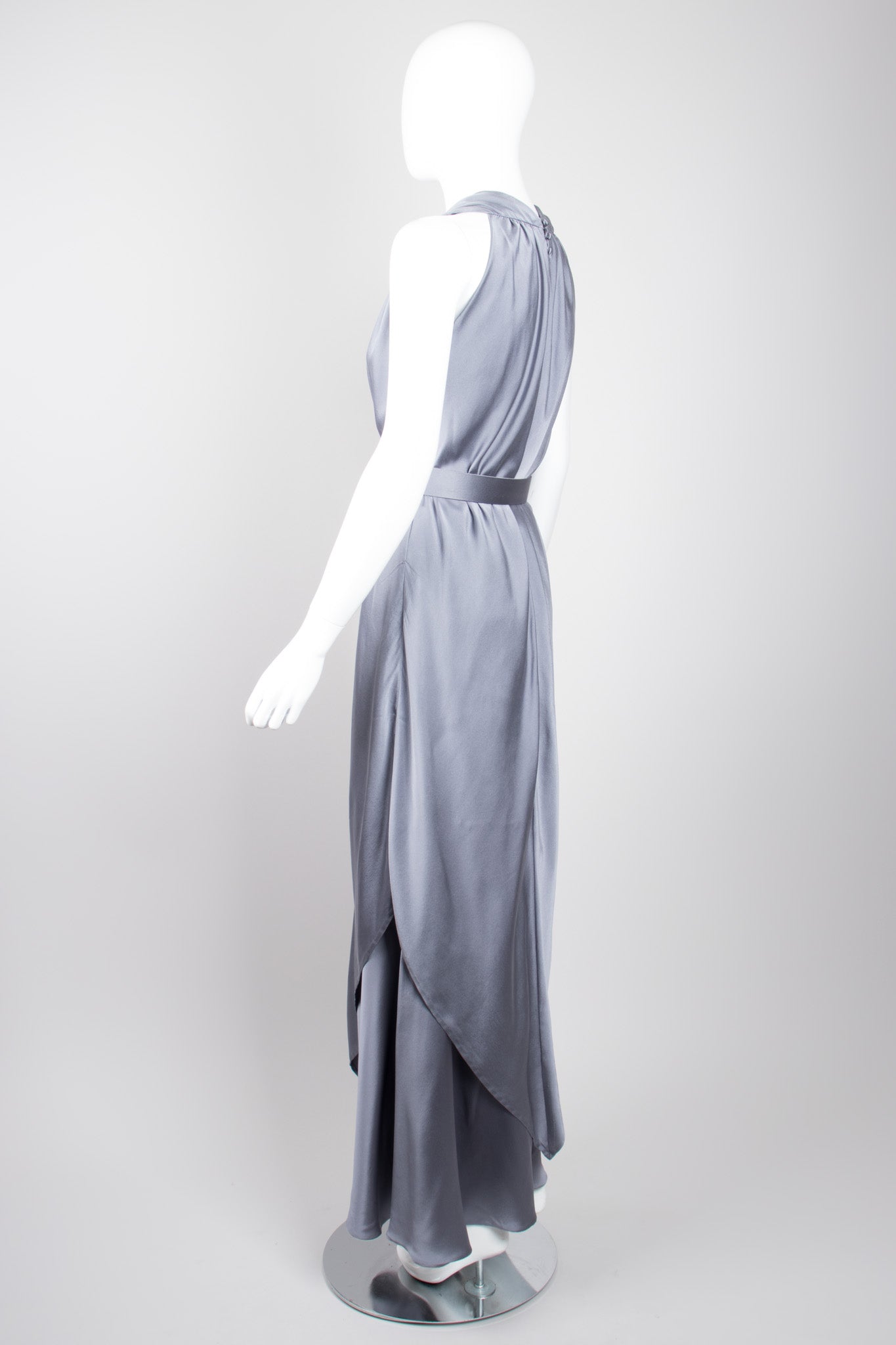 Pauline Trigere Vintage Layered Misty Silk Charmeuse Belted Dress