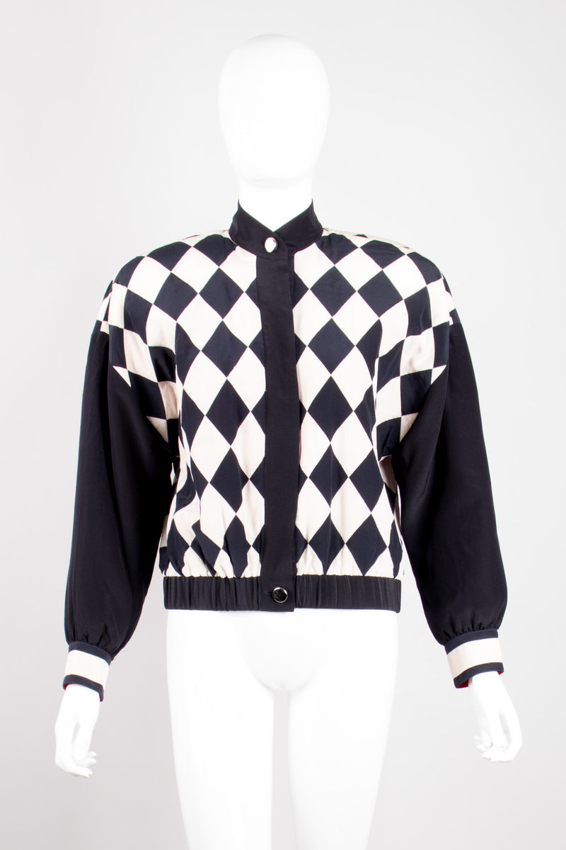 Ellen Tracy Silk Checker Gucci Bomber Jacket