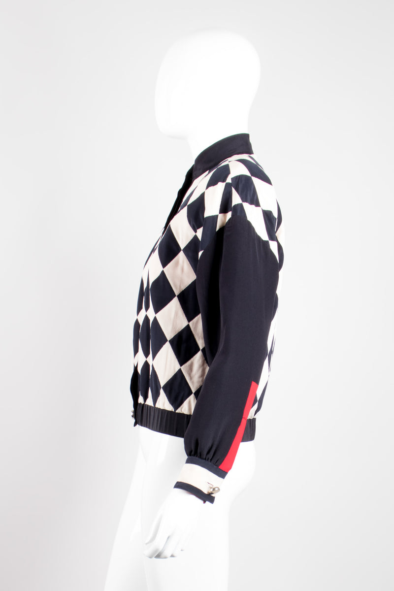 Ellen Tracy Silk Checker Gucci Bomber Jacket