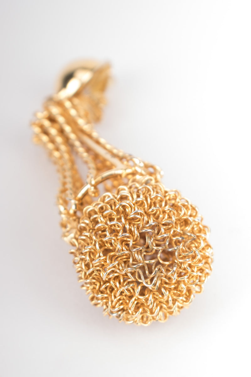 Whimsical Gold Mesh Topiary Ball Earrings