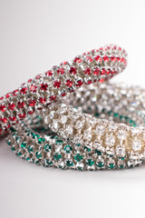 Tricolor Rhinestone Bangle Bracelet Set