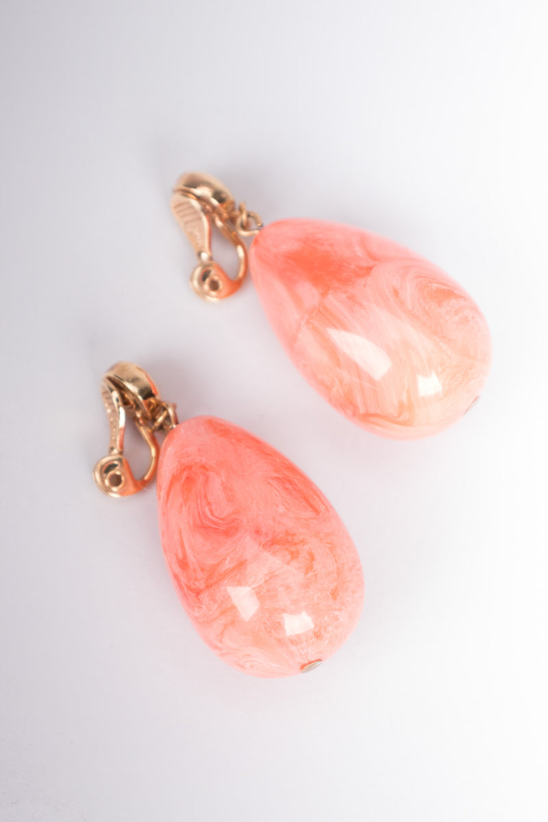 Yves Saint Laurent YSL Coral Marbled Drop Clip Earrings