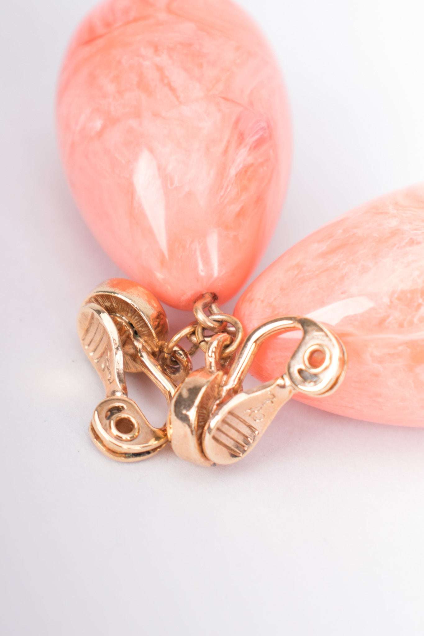 Yves Saint Laurent YSL Coral Marbled Drop Clip Earrings