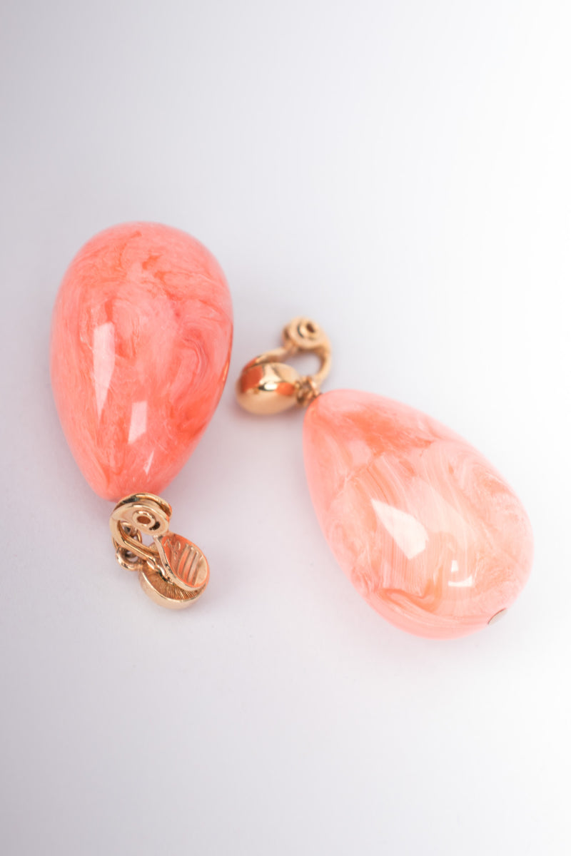 Yves Saint Laurent YSL Coral Marbled Drop Clip Earrings