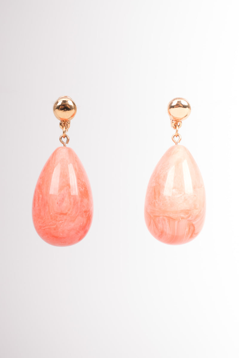 Yves Saint Laurent YSL Coral Marbled Drop Clip Earrings