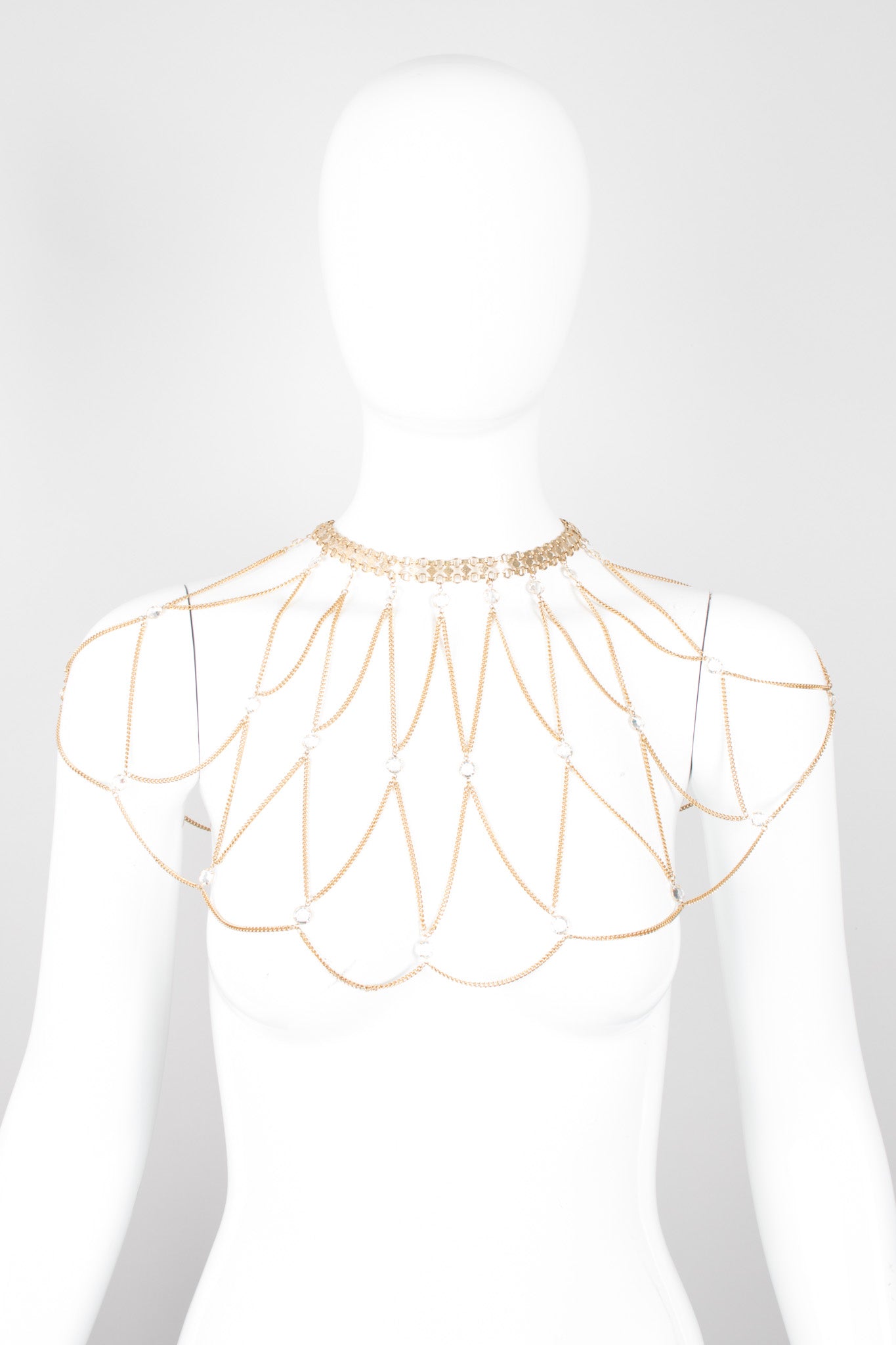 Vintage Crystal Body Chain Collar Wedding Capelet