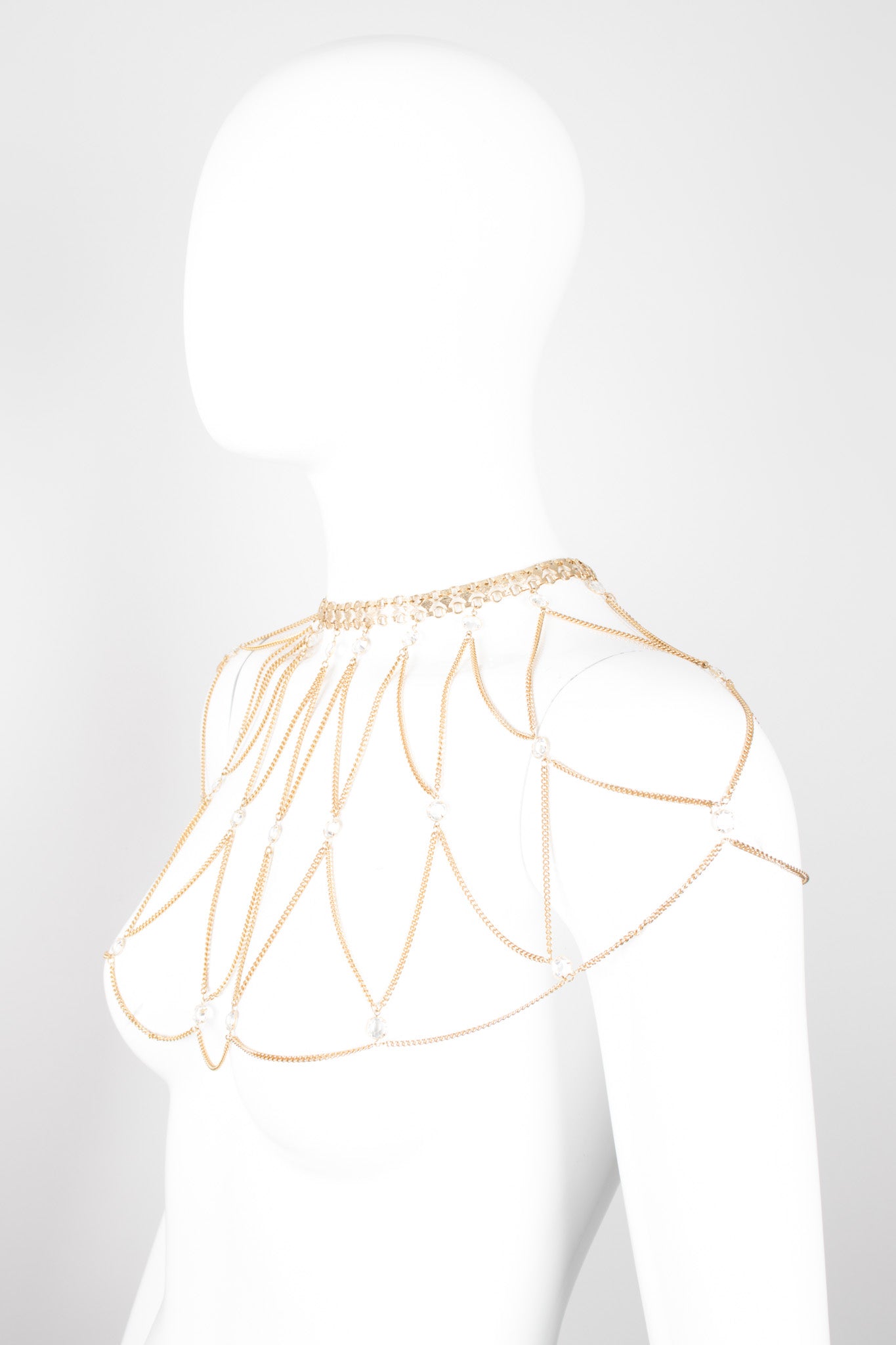 Vintage Crystal Body Chain Collar Wedding Capelet