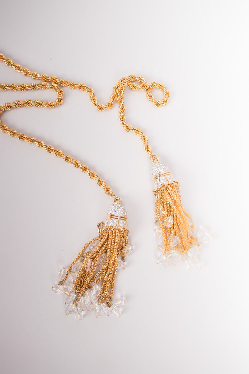 Vintage Crystal Tassel Wrap Necklace Belt