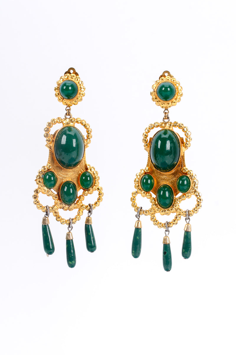 Vintage William de Lillo Egyptian Revival Stone Earrings front hang @ Recess LA