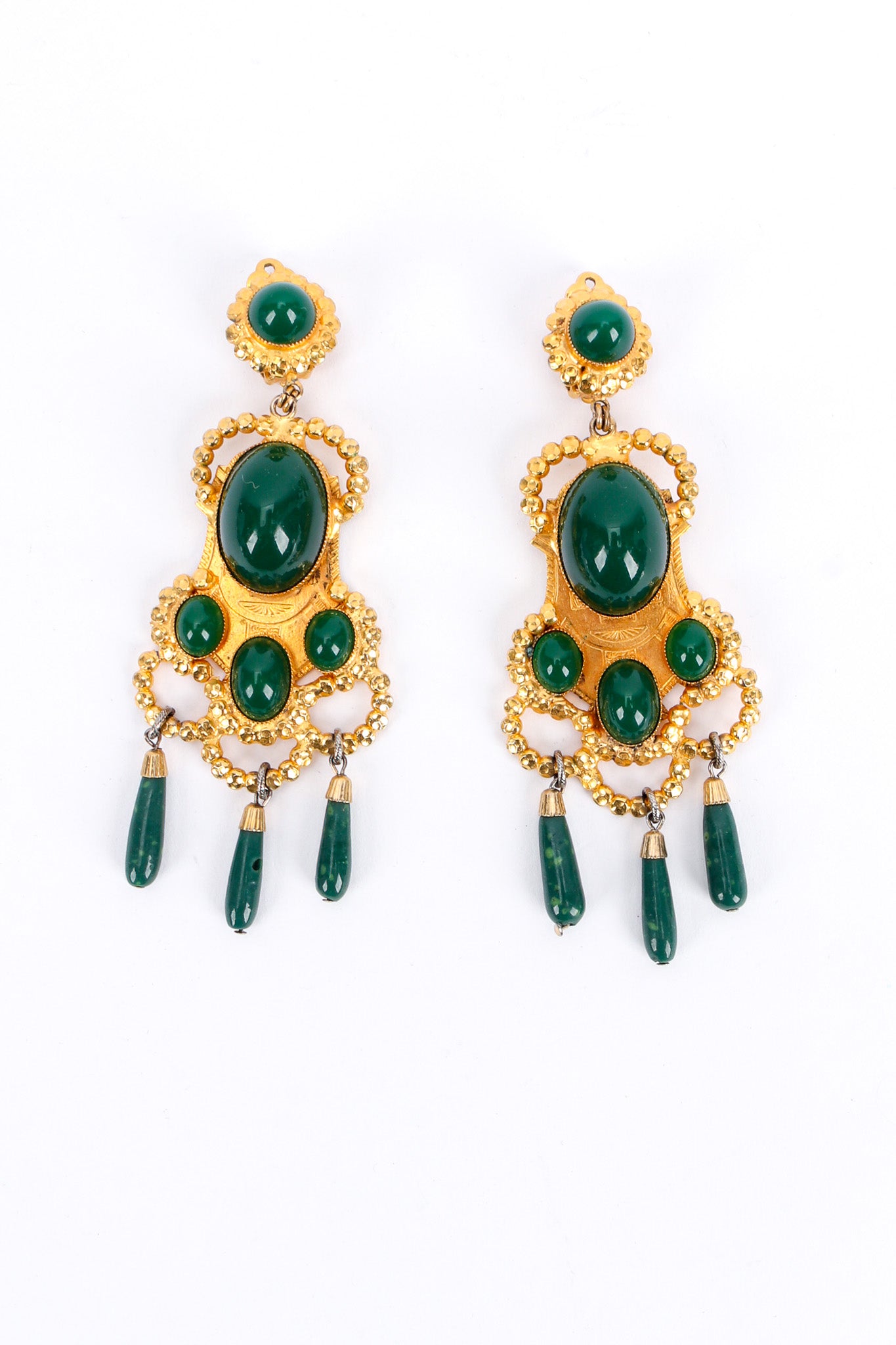 Vintage William de Lillo Egyptian Revival Stone Earrings front flat @ Recess LA