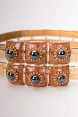 William de Lillo Gold Metal Snakeskin Hematite Belt