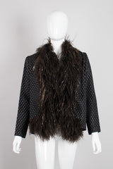 Pat Richards Gold Lamé Dotted Ostrich Feather Rock Jacket