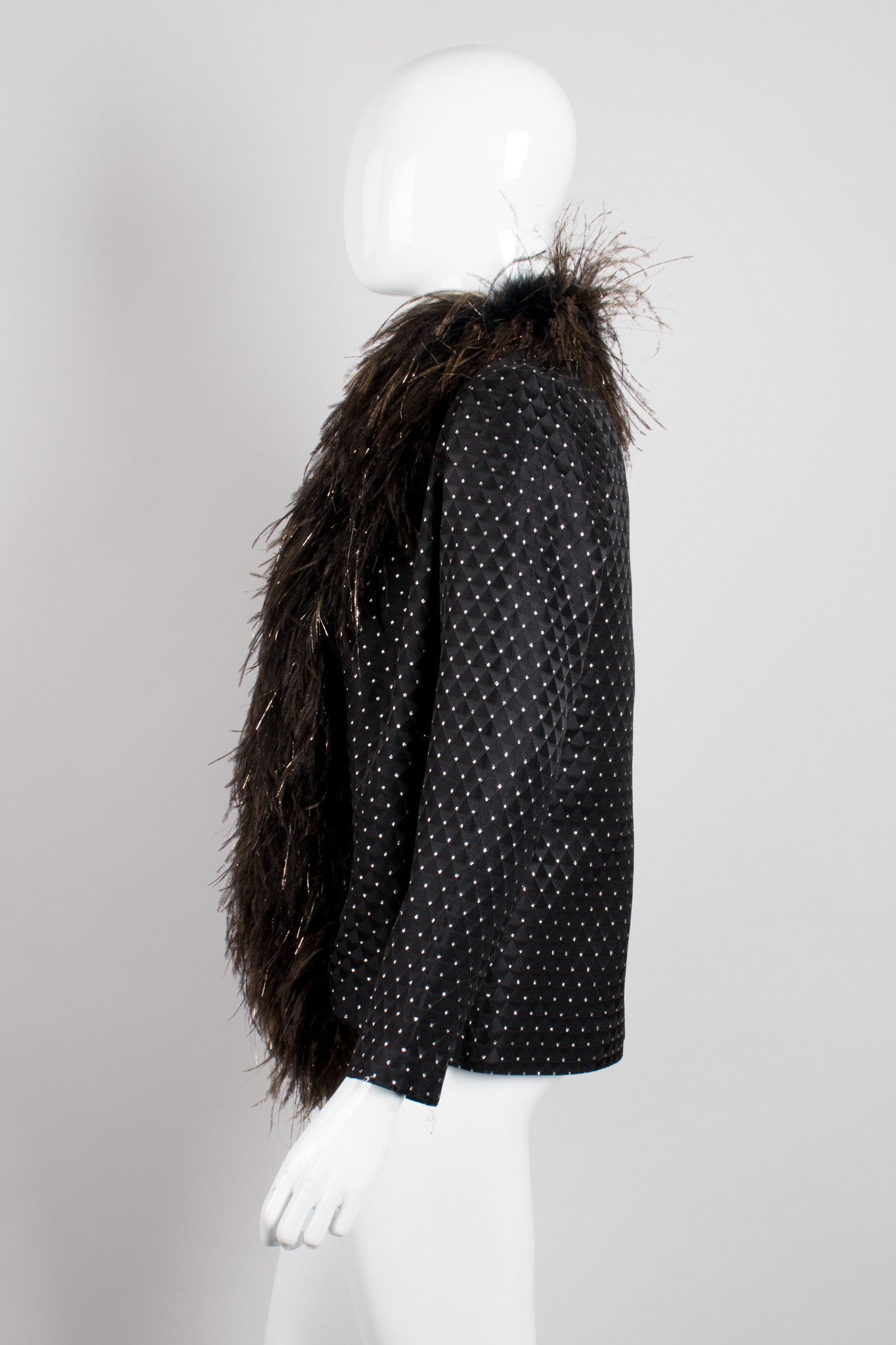 Pat Richards Gold Lamé Dotted Ostrich Feather Rock Jacket