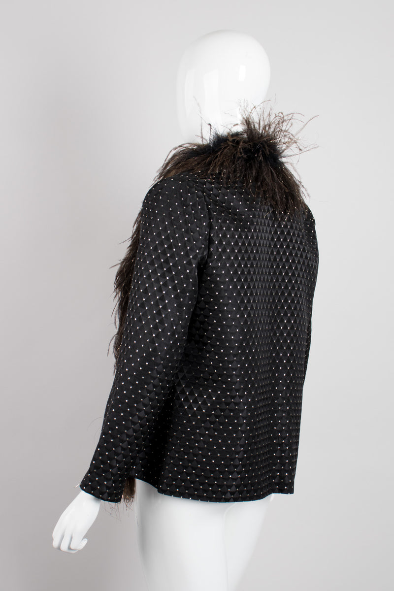 Pat Richards Gold Lamé Dotted Ostrich Feather Rock Jacket