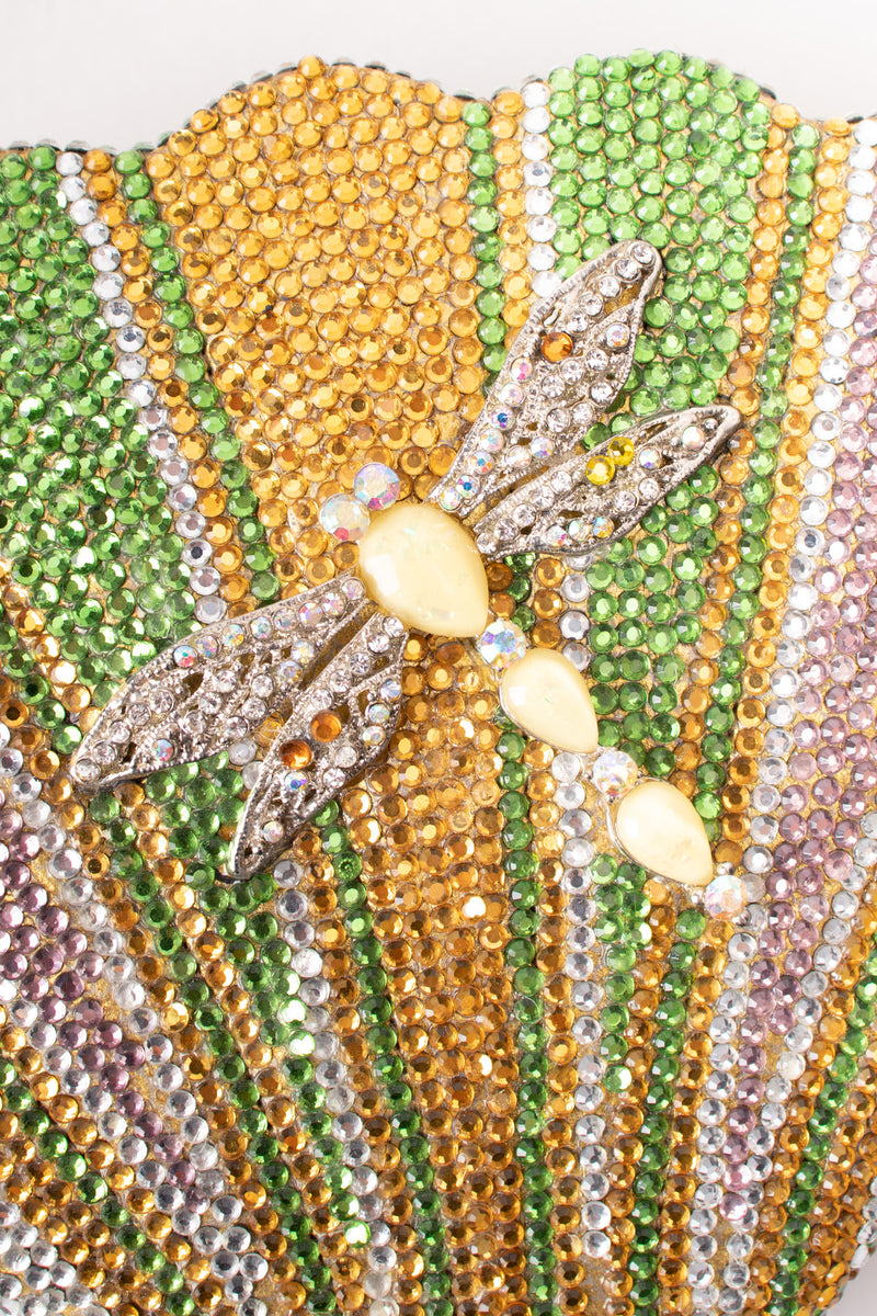 Barbara Bolan For Bolan Too Crystal Rhinestone Dragonfly Fan Clutch Purse