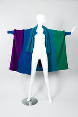 Vintage Elizabeth Arden The Salon Colorblock Batwing Knit Cape Coat on Mannequin open at Recess