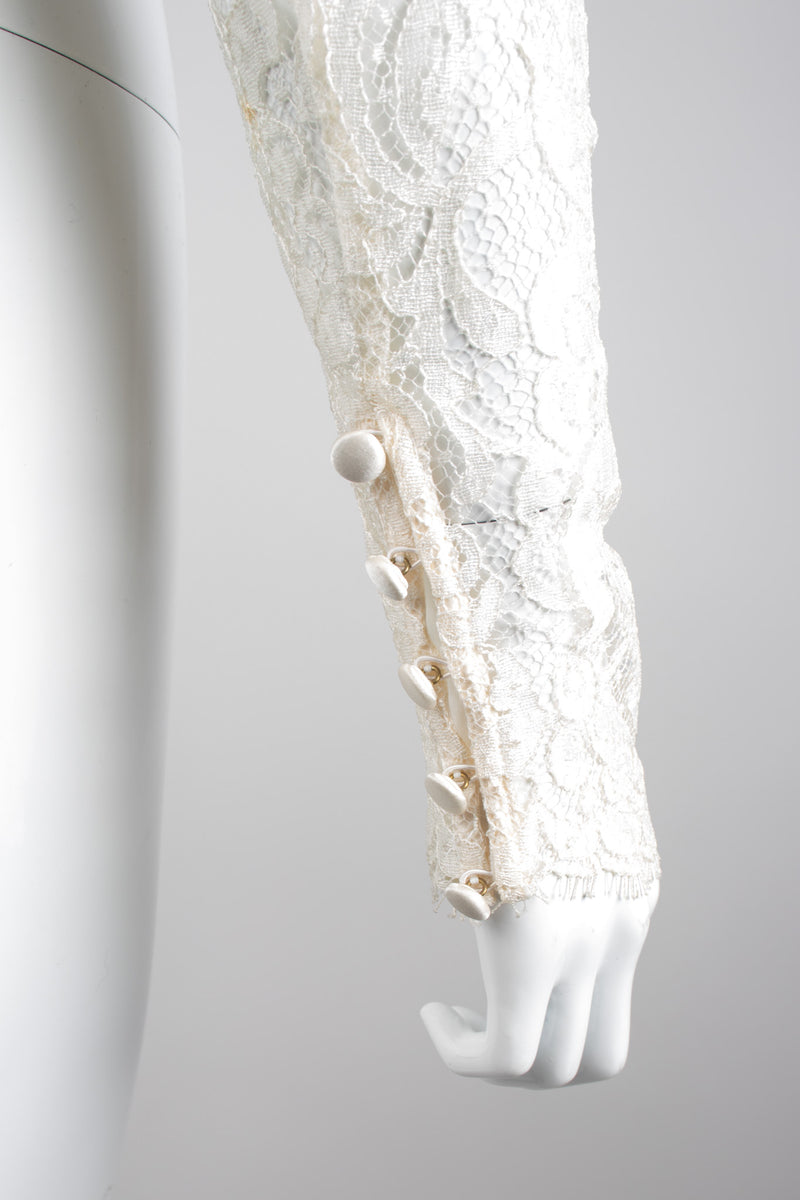 Escada White Wedding Lace Cropped Tiuxedo Jacket