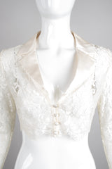 Escada White Wedding Lace Cropped Tiuxedo Jacket