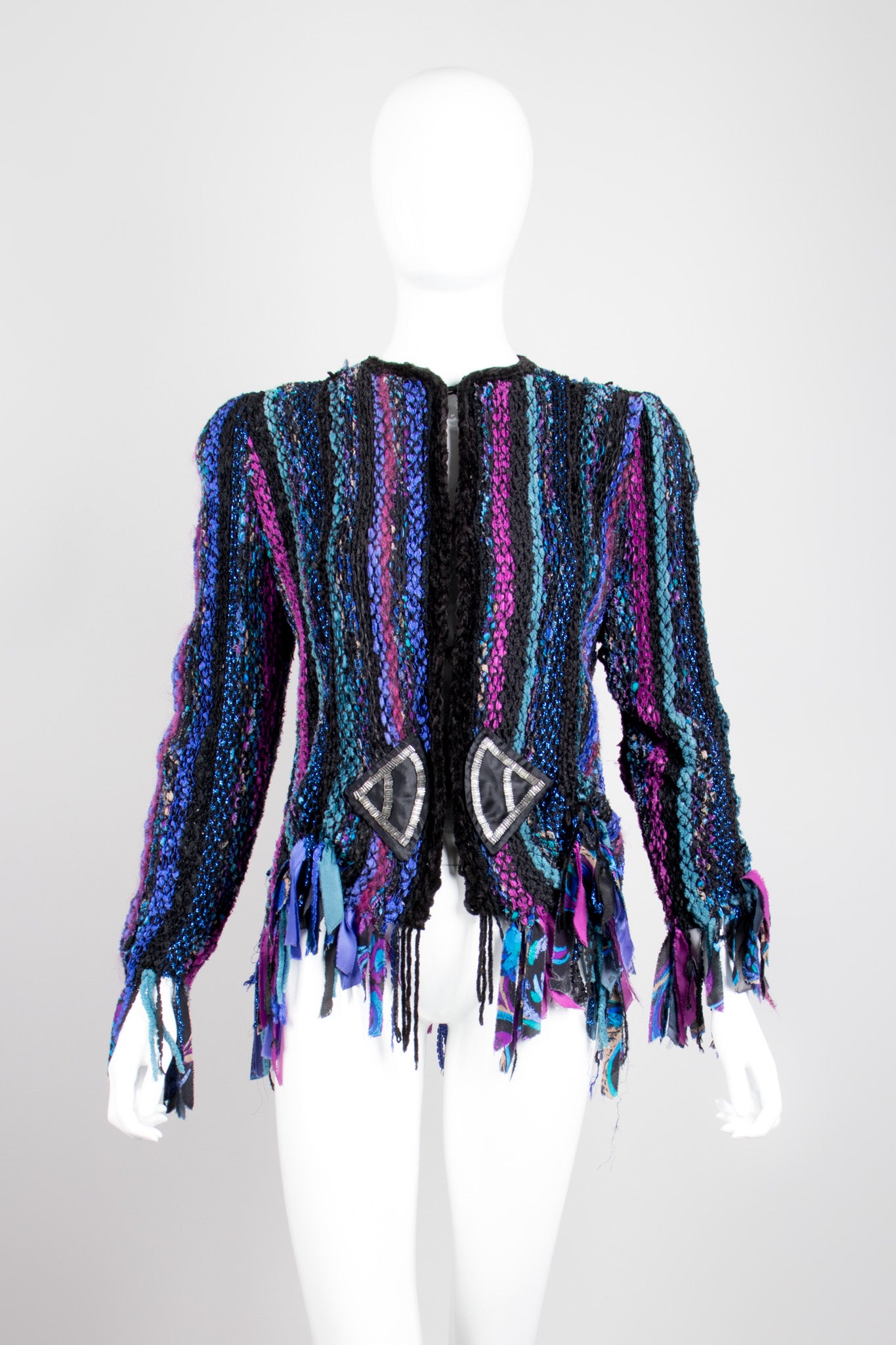 Estelle Vintage Braided Rag Fringe Chenille Jacket