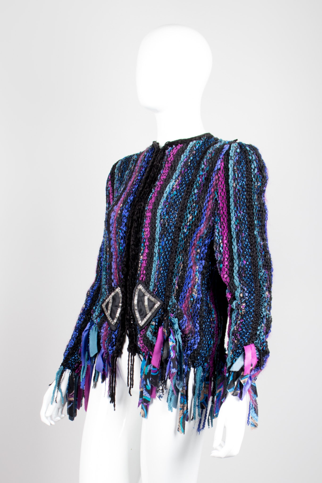 Estelle Vintage Braided Rag Fringe Chenille Jacket