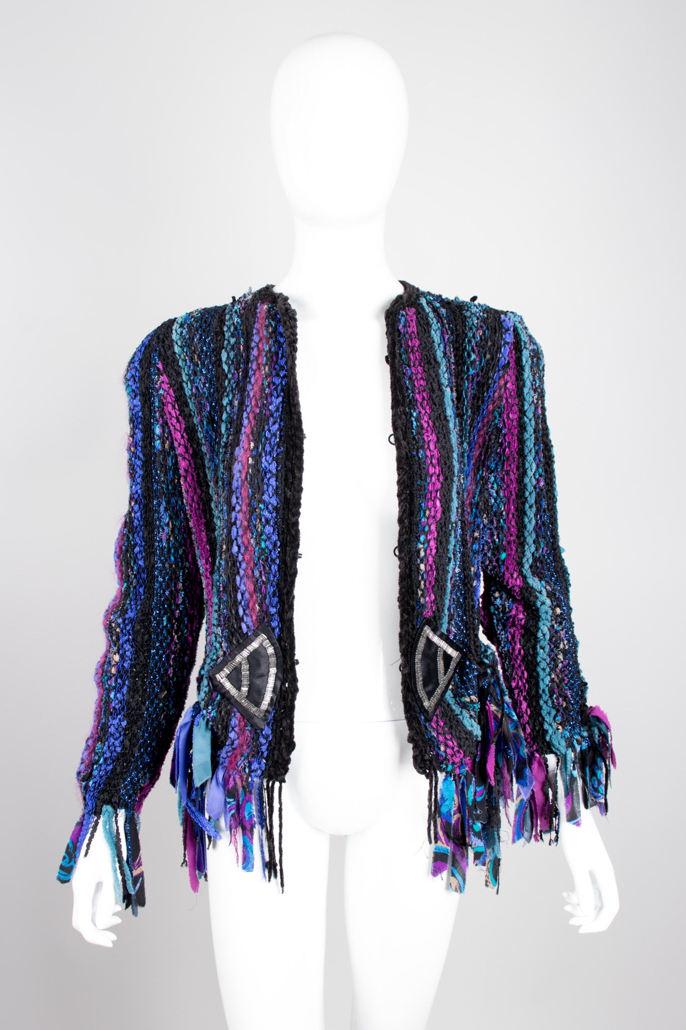 Estelle Vintage Braided Rag Fringe Chenille Jacket