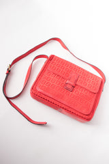 Fendi Vintage Red Monogram Canvas Crossbody Shoulder Bag