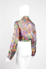 Salvatore Ferragamo Cropped Silk Print Tie Blouse