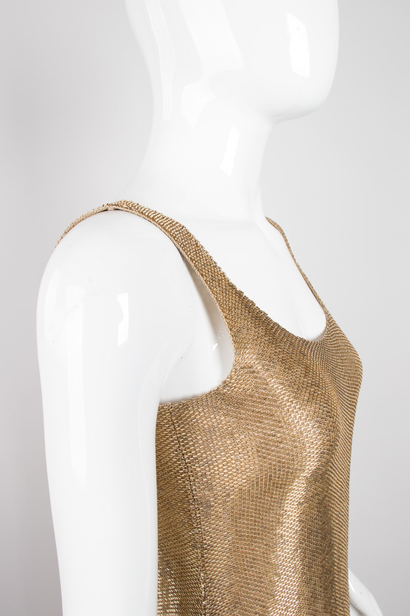 Fred Hayman Vintage Liquid Gold Backless Beaded Cocktail Dress