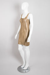 Fred Hayman Vintage Liquid Gold Backless Beaded Cocktail Dress