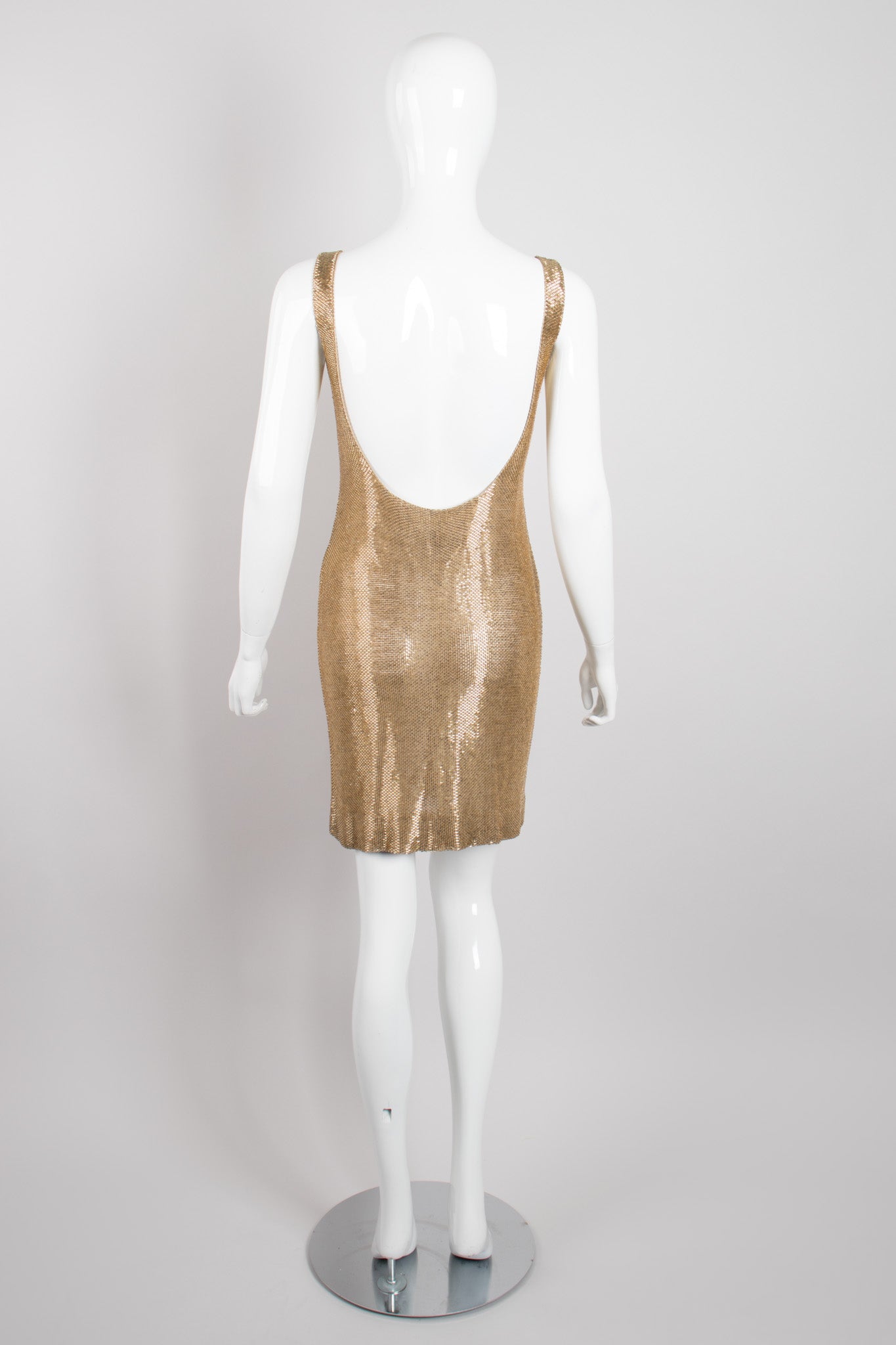 Fred Hayman Vintage Liquid Gold Backless Beaded Cocktail Dress