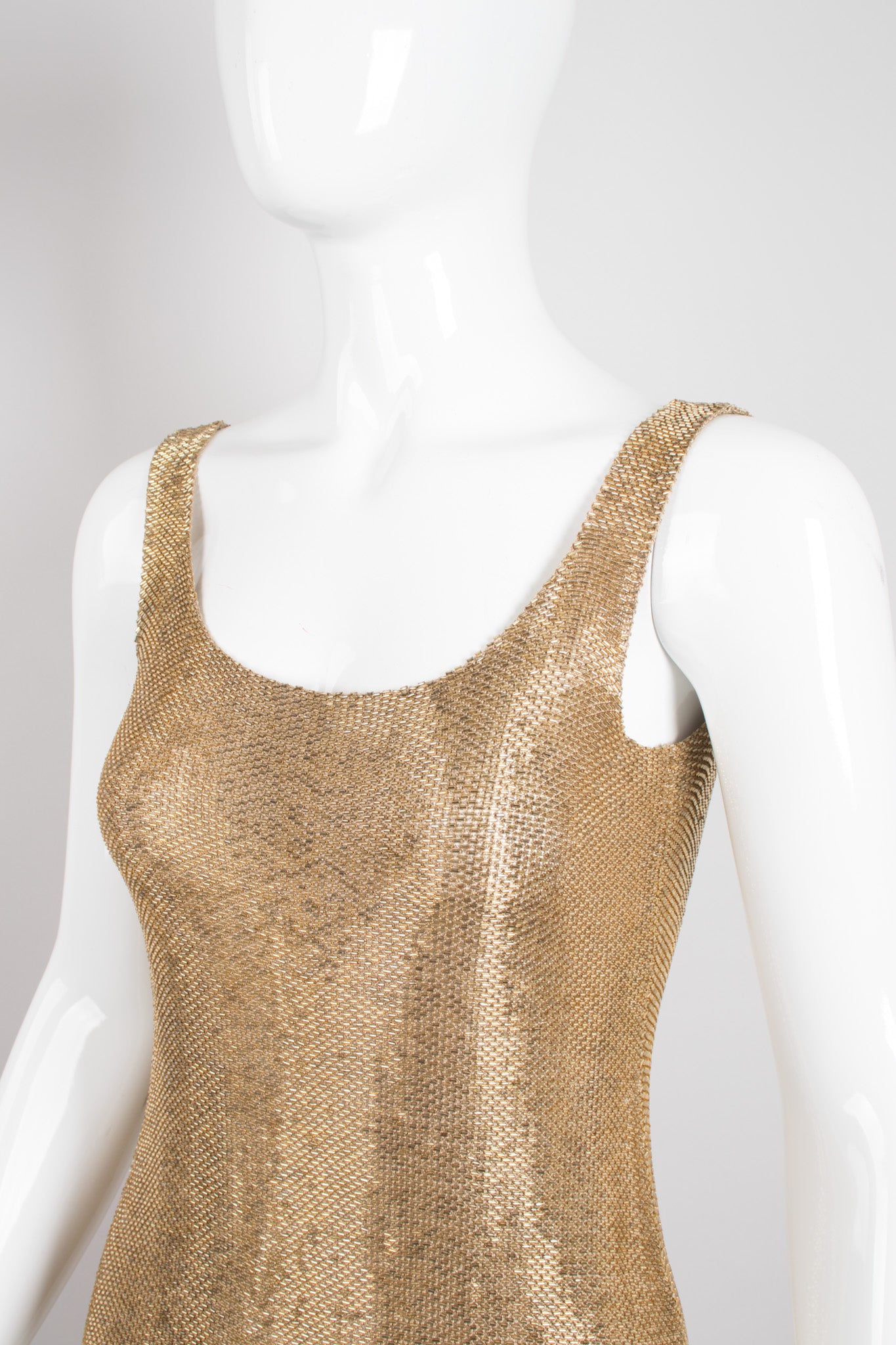 Fred Hayman Vintage Liquid Gold Backless Beaded Cocktail Dress