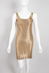 Fred Hayman Vintage Liquid Gold Backless Beaded Cocktail Dress