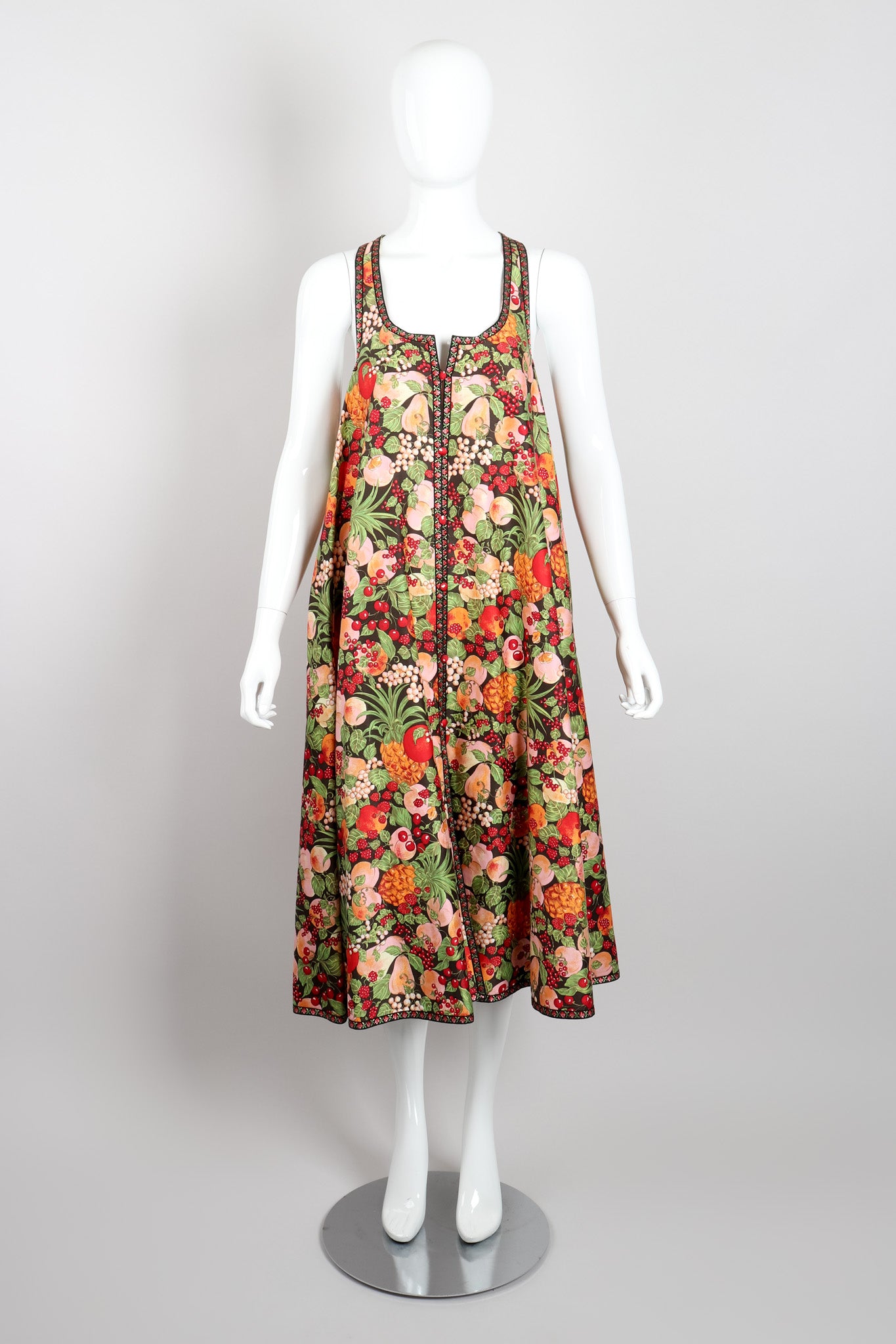 Bernard Perris Summer Fruits Peaches Trapeze Dress