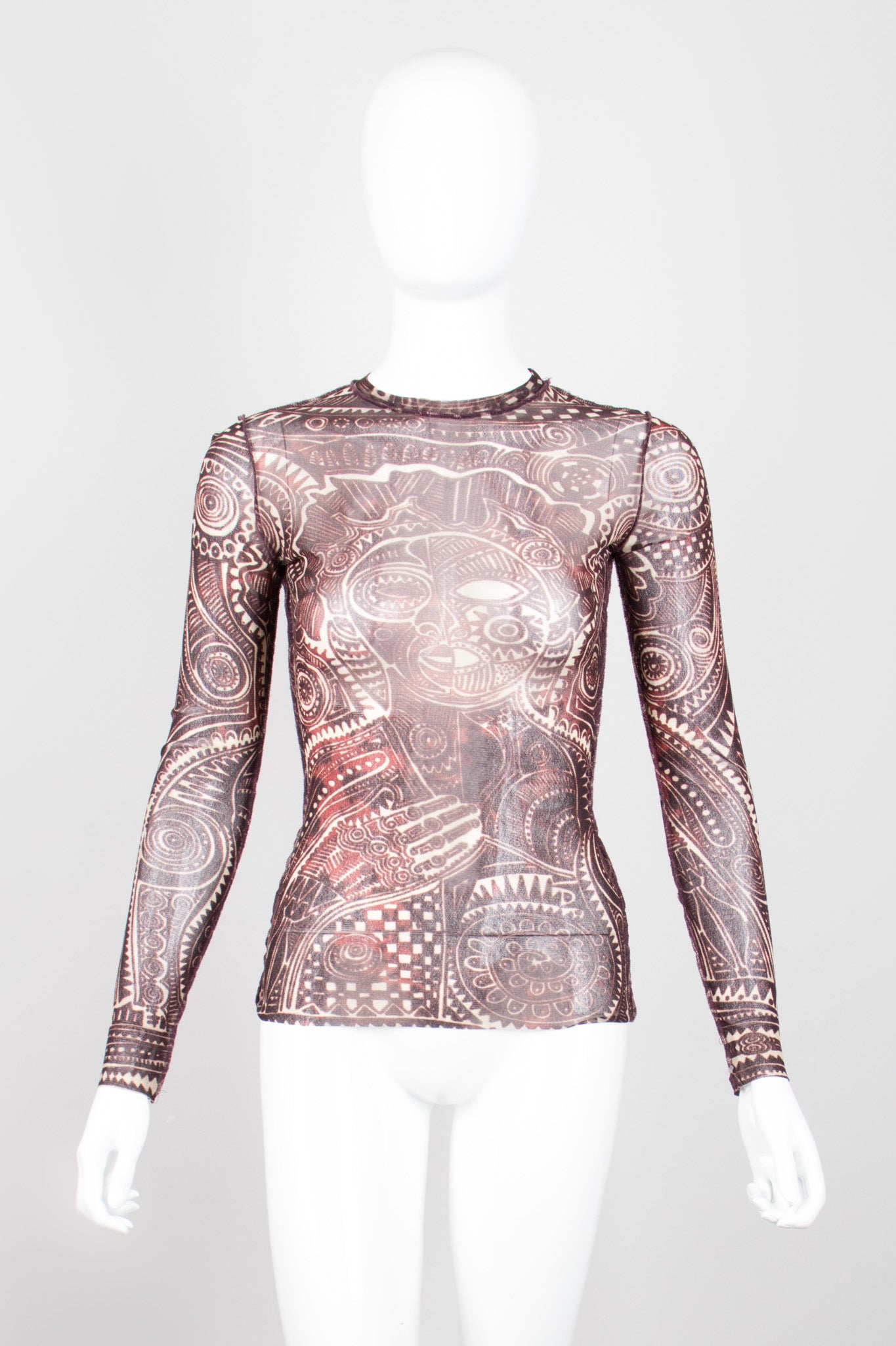 Jean Paul Gaultier JPG Maille Classique Henna Tattoo Illusion Mesh Shirt