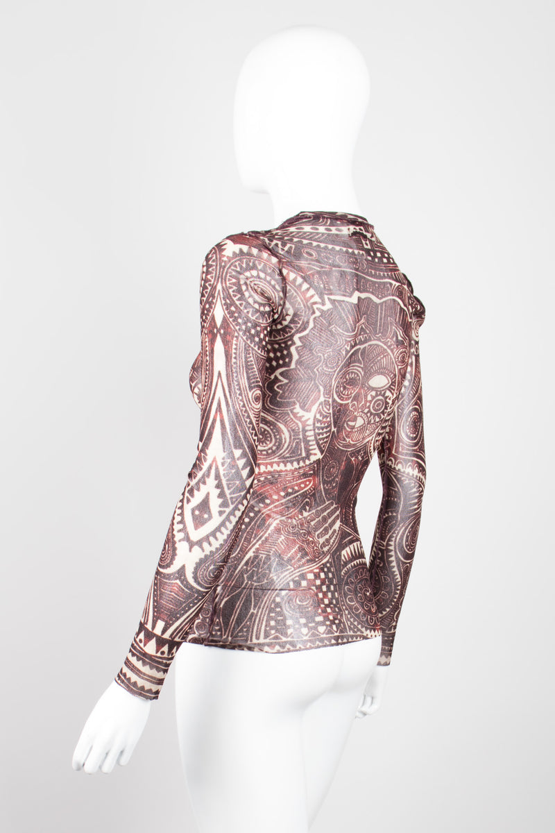 Jean Paul Gaultier JPG Maille Classique Henna Tattoo Illusion Mesh Shirt