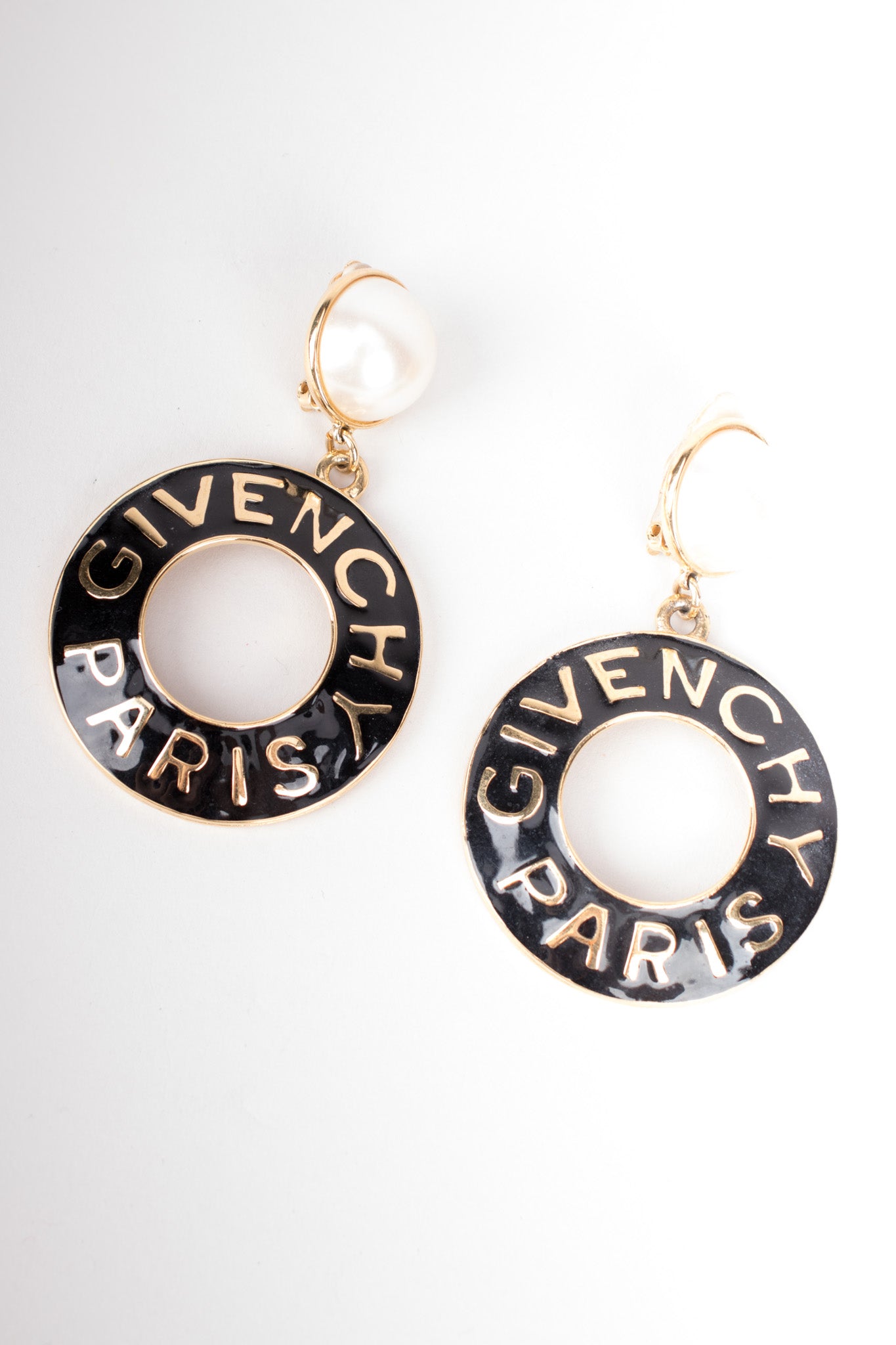 Givenchy Statement Enamel Pearl Drop Hoop Earrings