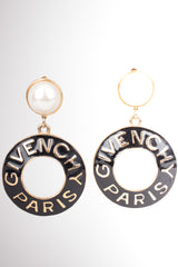 Givenchy Statement Enamel Pearl Drop Hoop Earrings