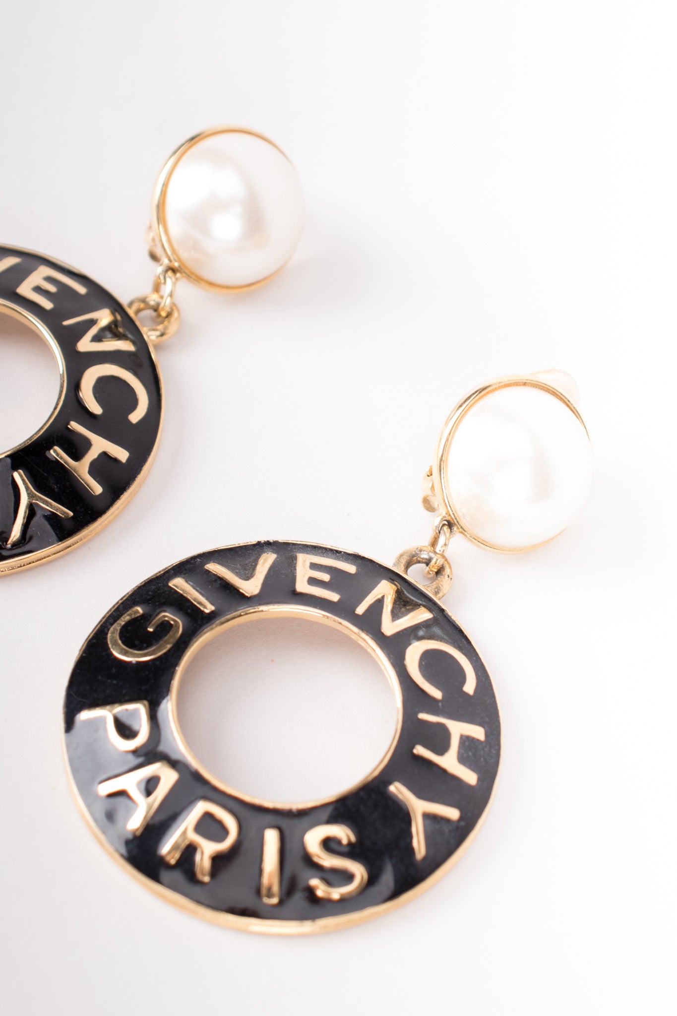 Givenchy Statement Enamel Pearl Drop Hoop Earrings