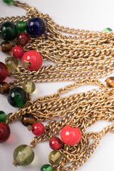 Vintage Triple Link Chain Glass Bead Tassel Wrap Necklace