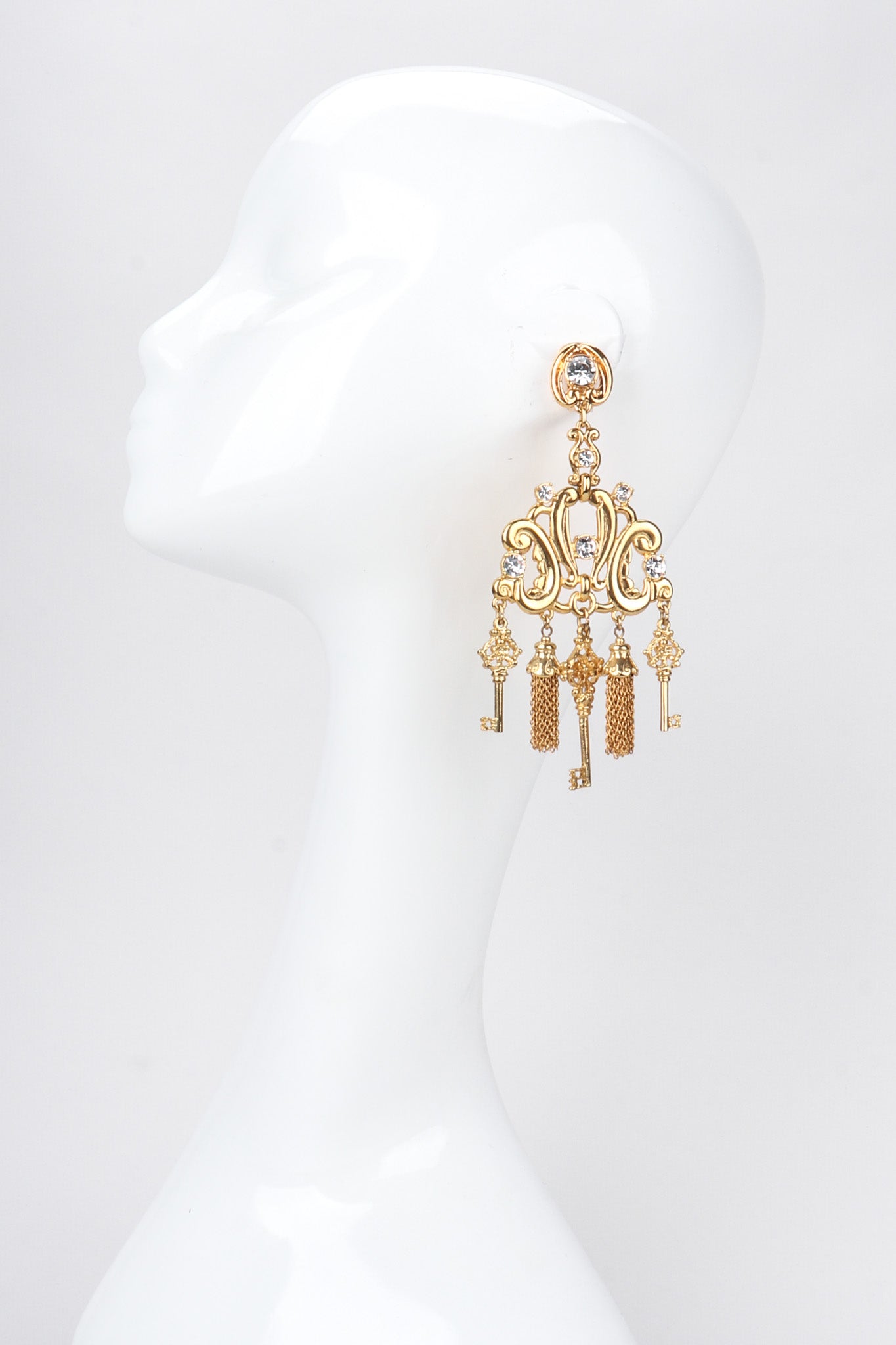 Recess Los Angeles Vintage Gianni De Liguoro Baroque Key Chandelier Earrings