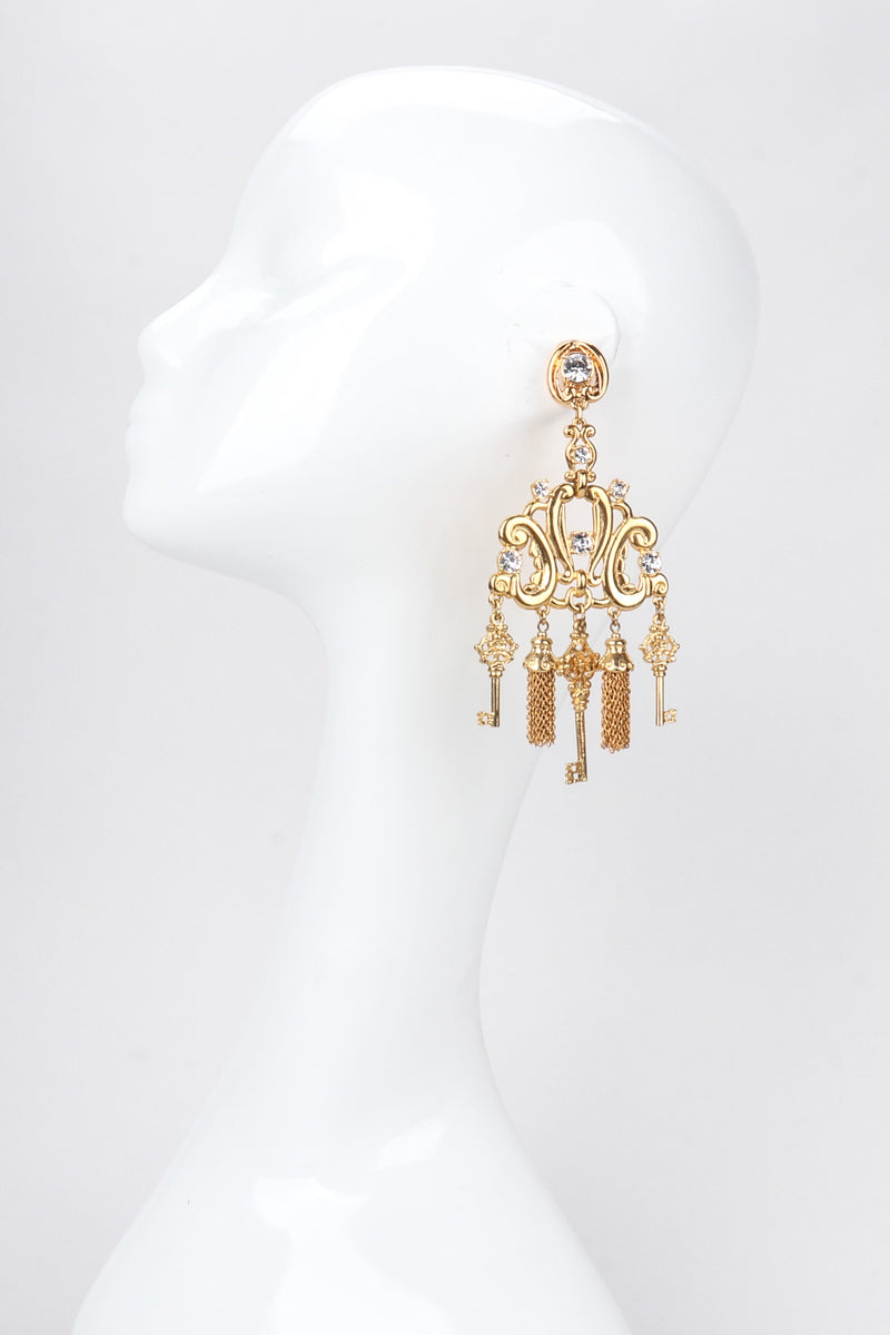 Recess Los Angeles Vintage Gianni De Liguoro Baroque Key Chandelier Earrings