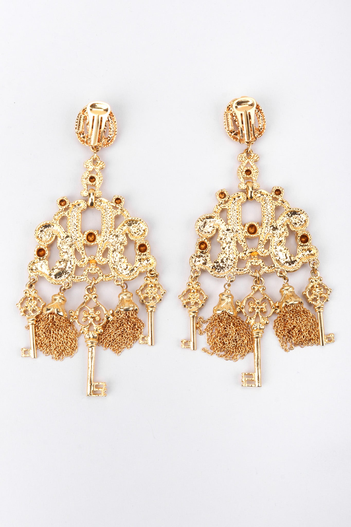 Recess Los Angeles Vintage Gianni De Liguoro Baroque Key Chandelier Earrings