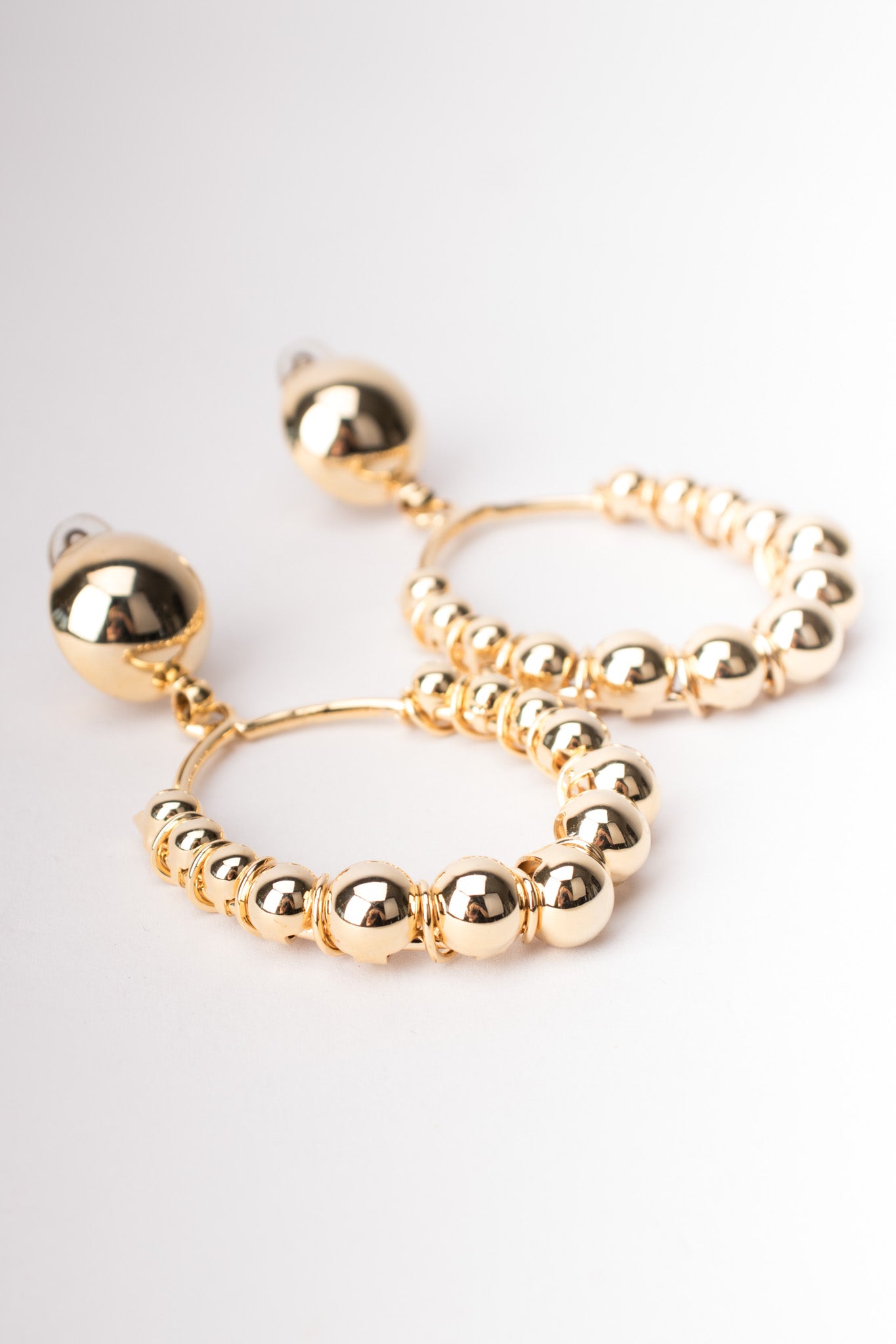 Oversized Vintage Gold Ball Hoop Earrings